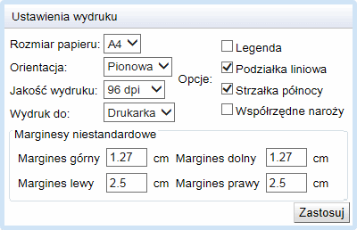 Formatka ustawień druku