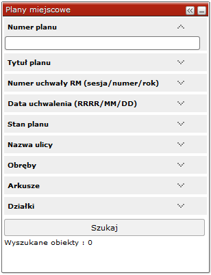 Formatka wyszukiwania MPZP