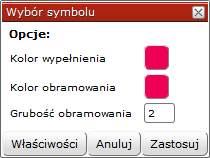 Formatka edycji kolorów, wypełnień obiektu